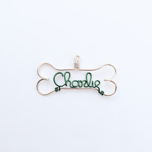 Personalized Dog Bone Ornament: Handcrafted Wire Pet Name Ornament