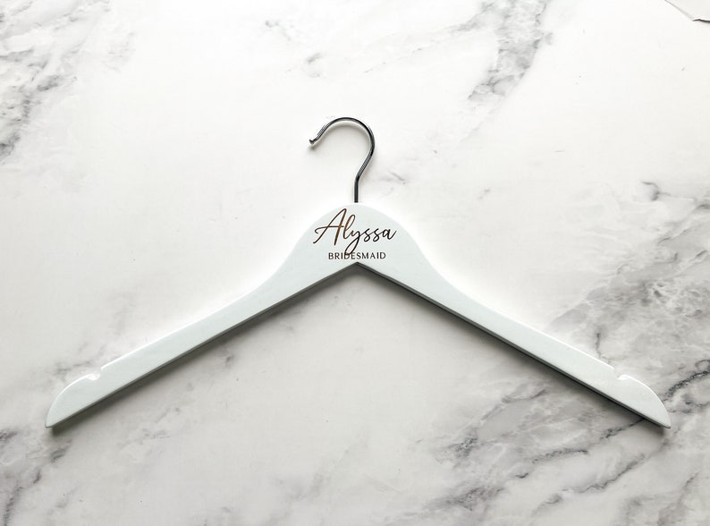 Custom Wedding Dress Hanger, Calligraphy Hanger, Bride Hanger, Bridal Hanger, Personalized Engraved Hanger, Bridesmaid Gifts Hangers image 9