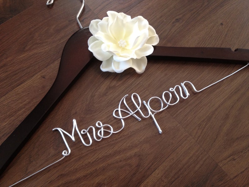 Wedding Dress Hanger Bride Hanger Last Name Hanger Mrs Etsy