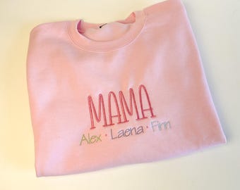Custom Mama Sweatshirt with Child Names, Mother's Day Gift