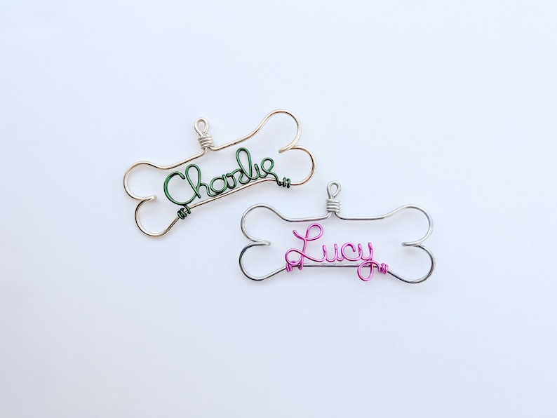 Personalized Dog Ornament Dog Lover Gifts, Gifts for Pets, Handcrafted Wire Bone with Pet's Name, Unique Modern Dog Christmas Holiday Gift image 7