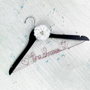 Personalized Wedding Dress Hanger with Satin Flower: Bridal Gift