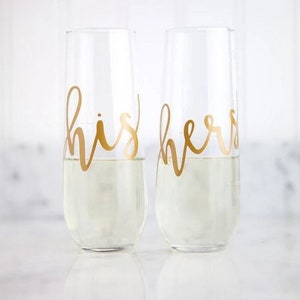 His and Hers Flutes, Couple Flutes, Mr and Mrs Stemless Flutes, Champagne Flutes, Wedding Gift, Custom Gifts, Couples Gift, His & Her, Toast