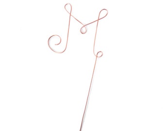 Taarttopper monogram draad: aangepaste eerste huwelijksdecoratie
