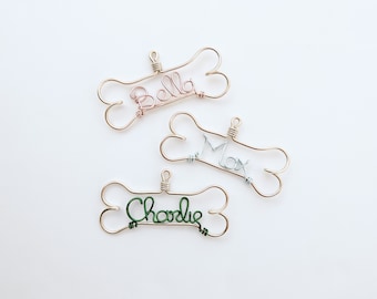 Personalized Pet Ornament - Unique Wire Dog Bone with Pet's Name - Dog Christmas Gift, Pet Gifts, Dog Lover Gifts, Dog Owner, Gift Under 20
