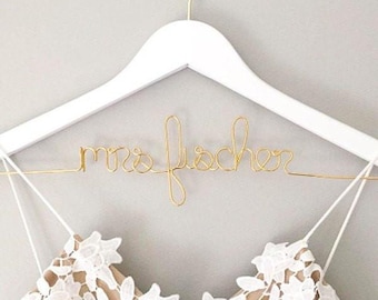 Personalized Wedding Dress Hanger: Bride Gift, Last Name Hanger