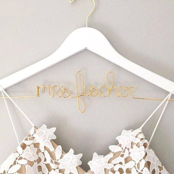 Personalized Wedding Dress Hanger: Bride Gift, Last Name Hanger