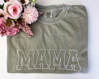 Mama Tee, Embroidered Mother Gift, Gift for Mom, Gift for Her, New Mom, Grandma, First Time Mom, New Baby, Mothers Day Gift, Custom Mom Gift