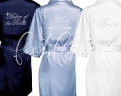 Rhinestone Bridal Robes, Bride Mrs Robe, Personalized Bridesmaid Robe, Custom Bling Silk Satin Robes, Bridesmaid Gifts,Bridal Shower Gift