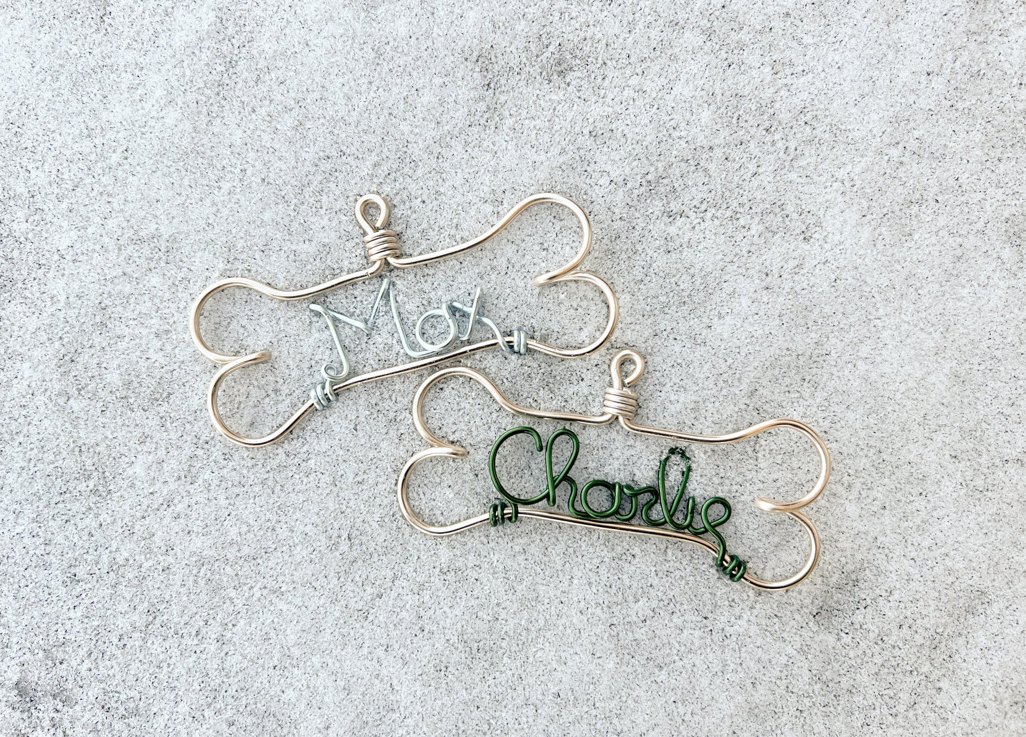 Personalized Pet Ornament - Handcrafted Wire Dog Bone with Pet&#39;s Name - Dog Christmas Gift, Unique Dog Ornament, Hand Shaped Wire Decor