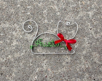 Custom Cat Ornament, Holiday Wire Gift, Kitten, Rescue Animals, Adopt Don't Shop, Kitty, Christmas