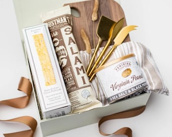 Gather Around Gift Box: Charcuterie Board, Salami, Cheese Knives