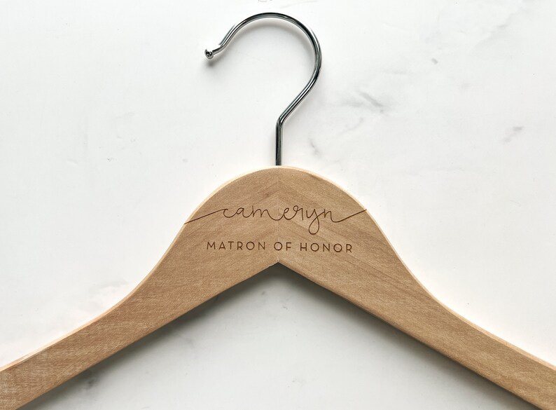 Custom Wedding Dress Hanger, Calligraphy Hanger, Bride Hanger, Bridal Hanger, Personalized Engraved Hanger, Bridesmaid Gifts Hangers image 3