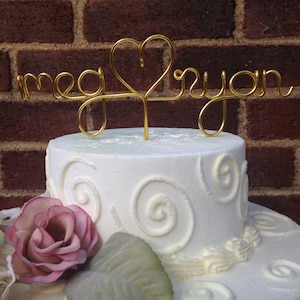 Custom Cake Topper Wedding Cake Topper, Wire Cake Topper, Names Personalized Topper, Cake Topper,Wedding Gift,Gold Cake Topper,Many Colors image 2