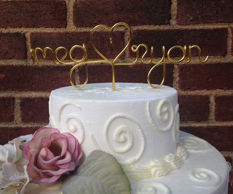 Custom Cake Topper Wedding Cake Topper, Wire Cake Topper, Names Personalized Topper, Cake Topper,Wedding Gift,Gold Cake Topper,Many Colors image 2