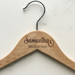 Custom Wedding Dress Hanger, Calligraphy Hanger, Bride Hanger, Bridal Hanger, Personalized Engraved Hanger, Bridesmaid Gifts Hangers image 2