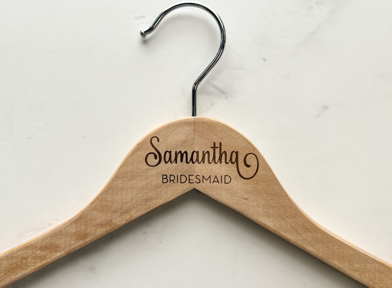 Custom Wedding Dress Hanger, Calligraphy Hanger, Bride Hanger, Bridal Hanger, Personalized Engraved Hanger, Bridesmaid Gifts Hangers image 2