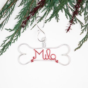 Personalized Dog Bone Ornament-Dog Lover Gifts,Gifts for Pets,Handcrafted Wire with Pet's Name,Unique Modern Dog Christmas Holiday Ornaments image 3