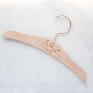 Flower Girl Wedding Dress Hanger, Jr. Bridesmaid Hangers, Calligraphy Hanger, Personalized Engraved Hanger, Bridesmaid Gifts, Bridal Party
