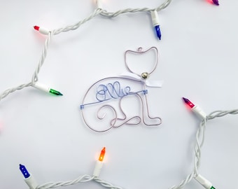 Personalized Cat Pet Ornament - Handcrafted Wire Cat with Pet's Name - Cat Christmas Gift, Pet Lover Gift, Pet Memorial, Pet Gift