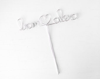 Custom Cake Topper - Wedding Cake Topper, Wire Names, Names with Heart, Wire Cake Topper, Personalized Cake Topper, Unique Wedding Gift