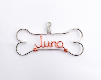 Personalized Dog Bone Ornaments - Handcrafted Wire with Pet's Name - Custom Dog Owner Christmas Gift, Unique Dog Holiday Ornament, Pet Gifts