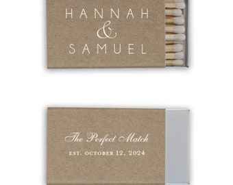 50+ Tall and Thin Wedding Matchboxes, Matches, Personalized Wedding Favors, Custom Party Favors, Modern Design
