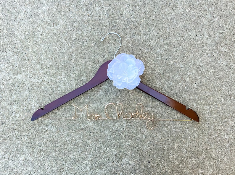 Custom Bride Hanger, Wedding Dress Hanger, Bridal Shower Gift, Bridal Hanger, Personalized Hanger, Bridesmaid Hangers, Bridesmaid Gifts image 2