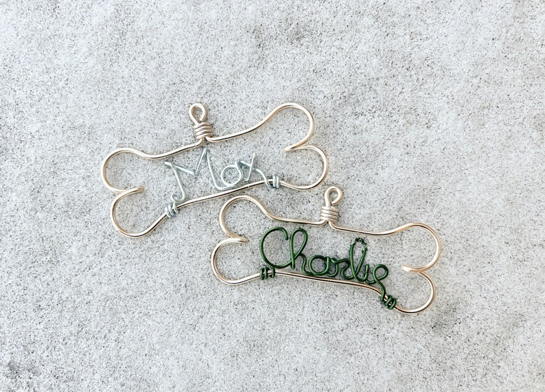 Personalized Dog Bone Ornament-Dog Lover Gifts,Gifts for Pets,Handcrafted Wire with Pet's Name,Unique Modern Dog Christmas Holiday Ornaments image 8