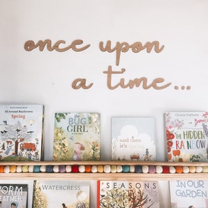 Recorte de madera de Once Upon A Time, letrero de pared, letrero para guardería, letrero para estantería, decoración de habitación infantil, decoración de pared para guardería, letras de pared, madera personalizada