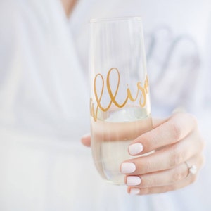 Personalized Champagne Flutes, Bridesmaid Gift, Bridesmaid Proposal, Bridal Party Gifts, Bridal Shower, Wedding Custom Glass, Toasting Flute image 3