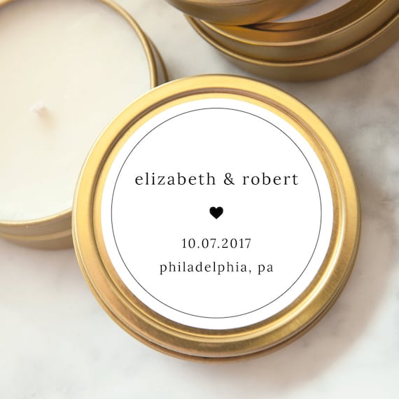 Wedding Favors Gold Tin Custom Personalized Candles Candle