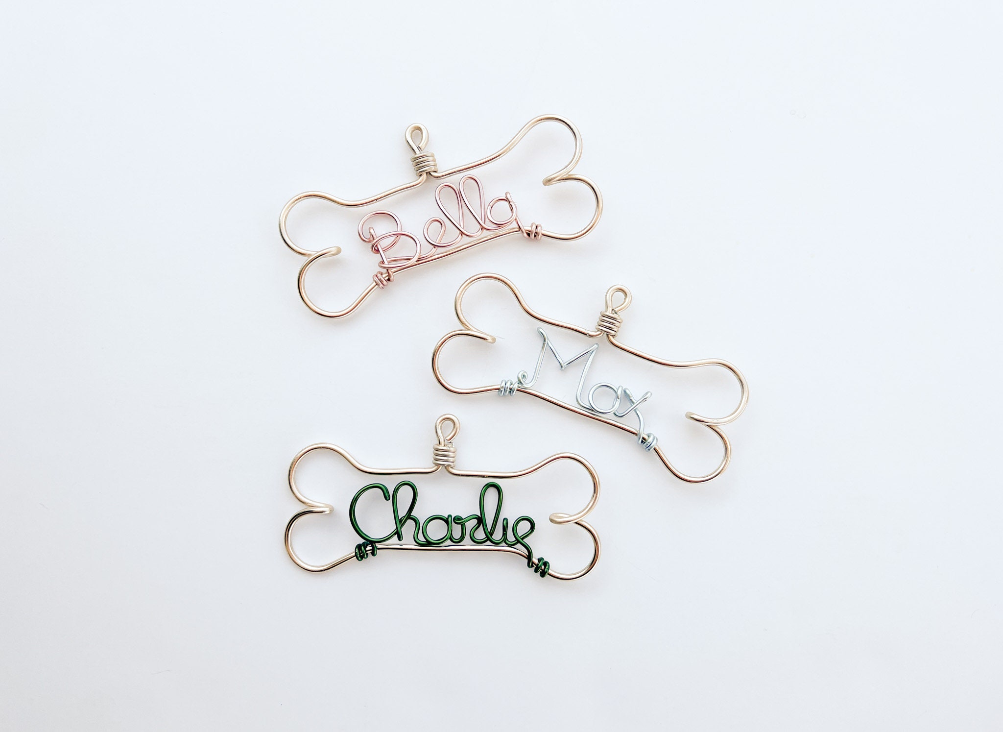 Personalized Pet Ornament - Handcrafted Wire Dog Bone with Pet&#39;s Name - Dog Christmas Gift, Unique Dog Ornament, Hand Shaped Wire Decor