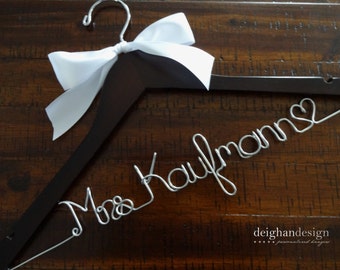 Bridesmaid Hangers, Wedding Dress Hanger with Satin Bow, Bride Hanger, Wedding Hanger,Mrs Hanger,Wedding Hanger,Personalized Bridesmaid Gift