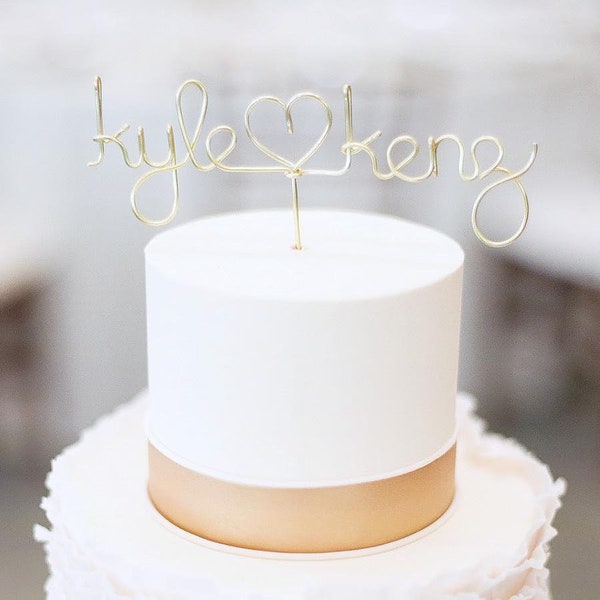 Custom Cake Topper - Wedding Cake Topper, Wire Cake Topper, Nomi Topper personalizzato, Cake Topper, Regalo di nozze, Cake Topper d'oro, molti colori