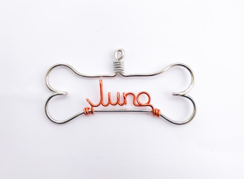 Personalized Dog Ornament Dog Lover Gifts, Gifts for Pets, Handcrafted Wire Bone with Pet's Name, Unique Modern Dog Christmas Holiday Gift image 8