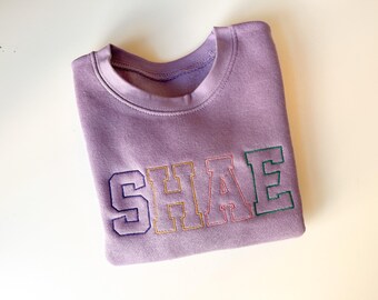Embroidered Youth Sweatshirt: Custom Name, Multi Colored, Child Name