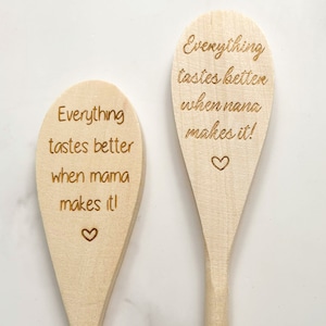 Engraved Wooden Spoon: Custom Kitchen Gift for Mom/Nana