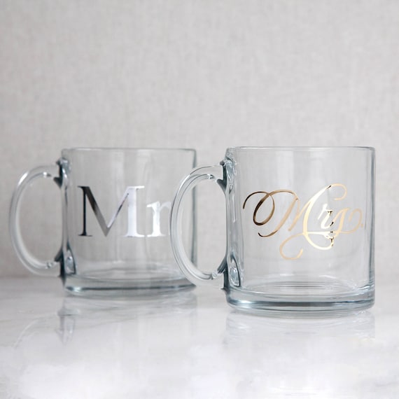 Personalized Bride and Groom Clear Glass Mug