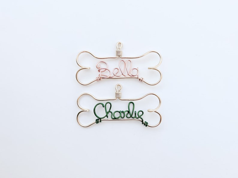 Personalized Dog Bone Ornament-Dog Lover Gifts,Gifts for Pets,Handcrafted Wire with Pet's Name,Unique Modern Dog Christmas Holiday Ornaments image 6