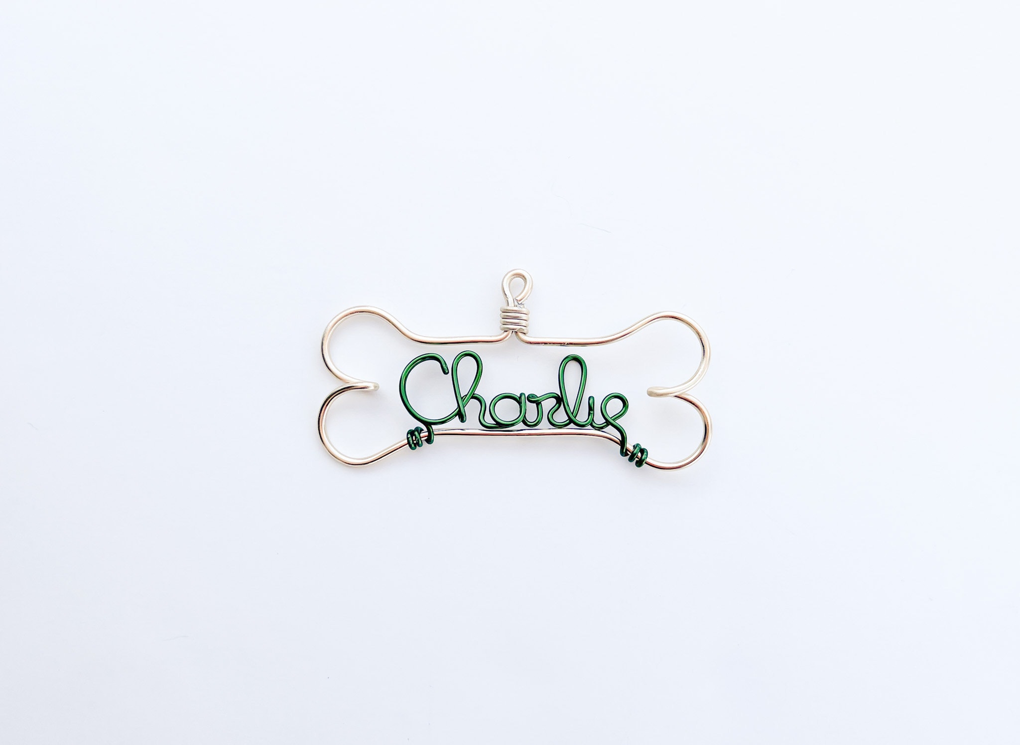 Personalized Pet Ornament - Handcrafted Wire Dog Bone with Pet&#39;s Name - Dog Christmas Gift, Unique Dog Ornament, Hand Shaped Wire Decor