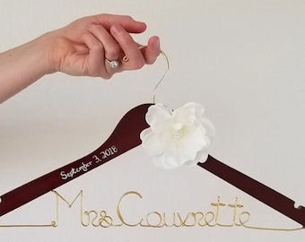 Bride Hanger, Bridal Dress Hanger, Wedding Hanger, Personalized. Bridal Shower Gift, Unique Wedding Gifts, Bridesmaid Gifts, New Last Name