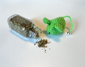 Green Stuffed Mouse Cat Toy with Bell & Catnip
