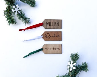 Wooden Engraved Wooden Tag - Single Tag, Stocking Tag, Gift Tag, Custom Wood Tag, Gift Label, Gift Box Tag, Name Ornament