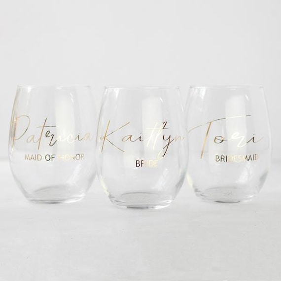 Personalized Wine Glasses: Modern Bridesmaid Gifts, Custom Glass