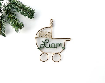 Baby's First Christmas Ornament - New Baby Gift, Baby First, Handcrafted, Personalized Name and Date, New Mom Custom Gift,Baby Name Ornament