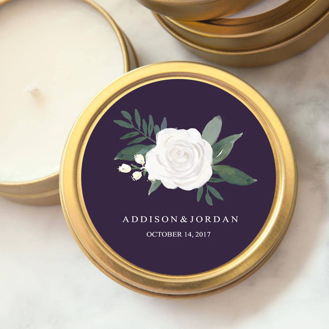 Wedding Favors, Gold Tin Custom Personalized Candles, Candle Wedding ...