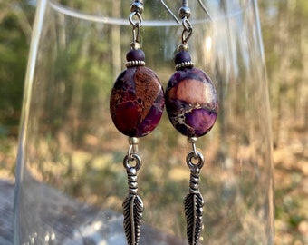 Purple Feather earrings