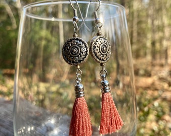Peach Tassel earrings