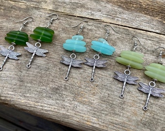 Seaglass Dragonfly earrings